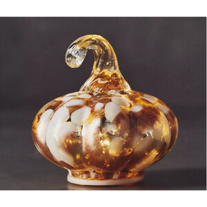 Anthropologie Holiday Decor Gold White Glass Light-Up Mini Pumpkin